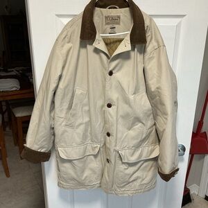 L.L. Bean Jacket With Corduroy Collar Cuffs And Quilted Interior Sz Tall XL
